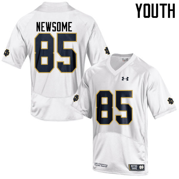 Youth NCAA Notre Dame Fighting Irish #85 Tyler Newsome Stitched College Under Armour Authentic White Football Jersey NO10D14NQ